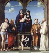 Francesco Francia The Virgin and Child and Saint Anne Enthroned with Saints Sebstian,Paul,John,Lawrence and Benedict china oil painting reproduction